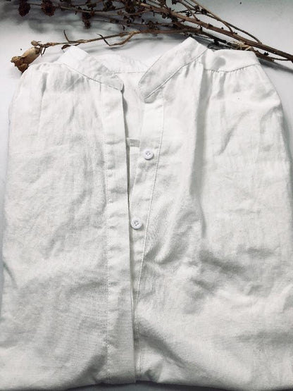 Simple White Sleeveless Stand Collar Long Dress