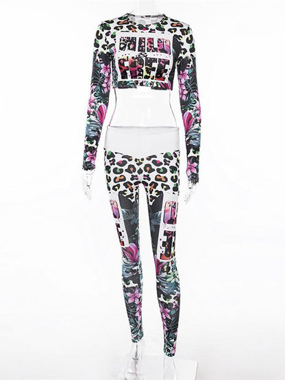Long Sleeve Cropped Tees And Leggings Casual Suits