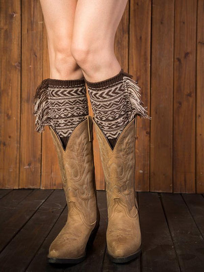 Fahion Printed Tassels Knitting Leg&Ankle Warmers