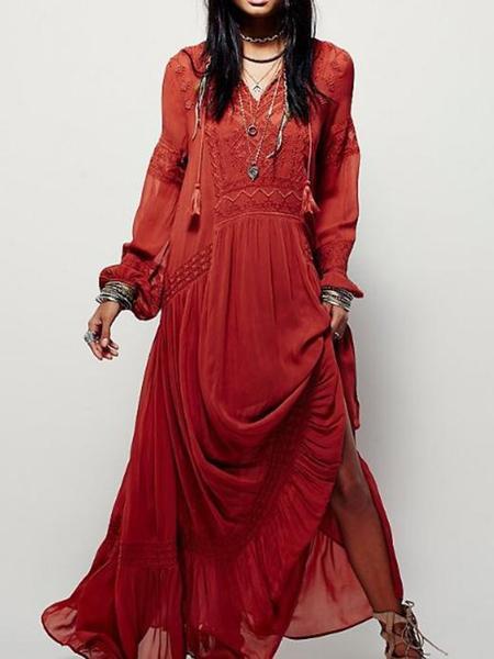 National Bohemia Long Sleeves Maxi Dress