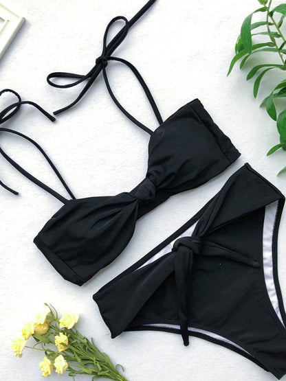 Twist Knotted Strapped Bikini Swimsuit