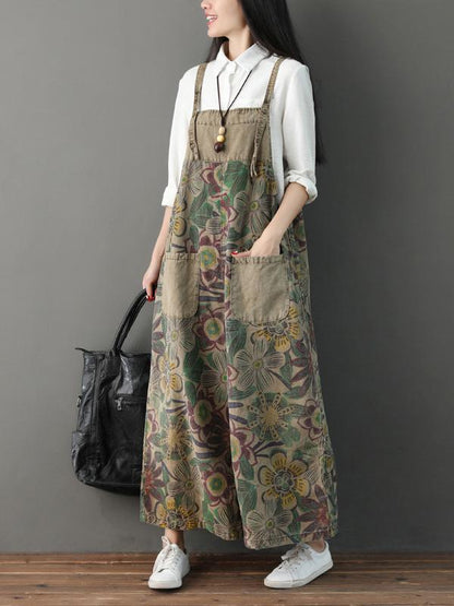 Vintage Loose Printed Wide Leg Pants