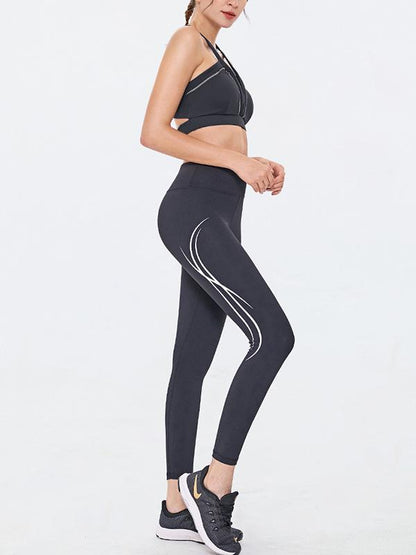 Printed Wrap Backless Yoga Suits