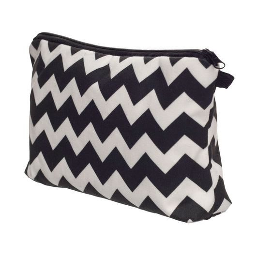 Printed make up bag with black and white stripes