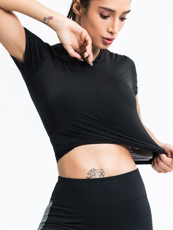 Solid Quick Dry Sports T-Shirt Yoga Tops