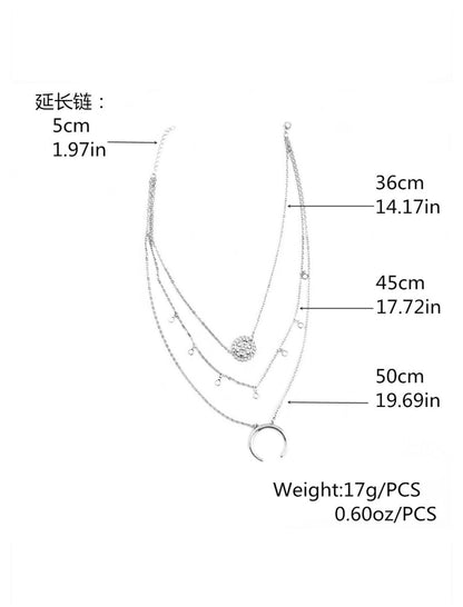 Vintage Hollow Flower Disc Multilayer Necklaces Accessories