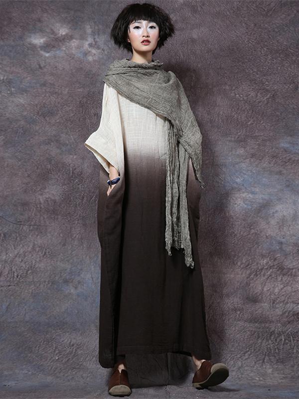 Cotton Loosen Full Length Dress in Expressive Style