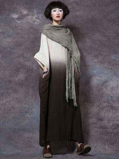 Cotton Loosen Full Length Dress in Expressive Style