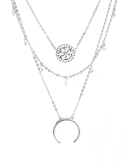 Vintage Hollow Flower Disc Multilayer Necklaces Accessories