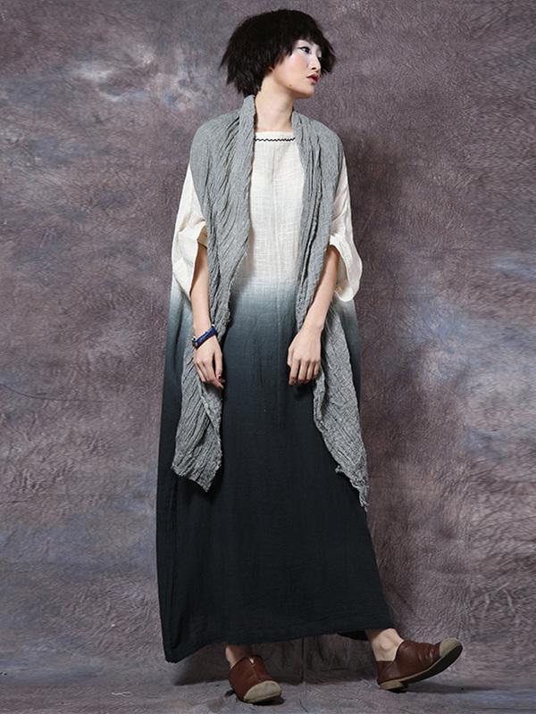 Cotton Loosen Full Length Dress in Expressive Style