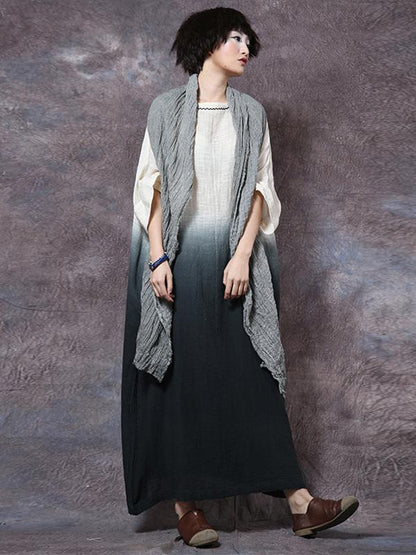 Cotton Loosen Full Length Dress in Expressive Style