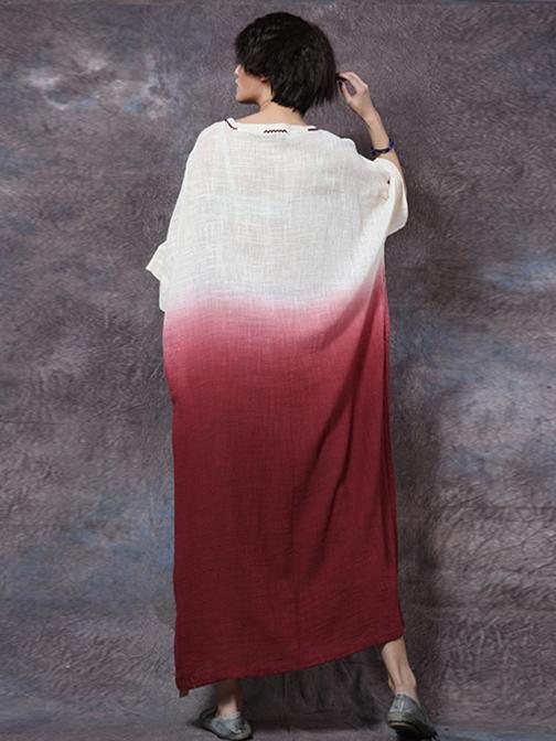 Cotton Loosen Full Length Dress in Expressive Style