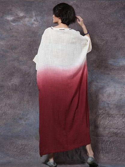 Cotton Loosen Full Length Dress in Expressive Style