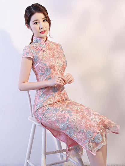 Lace Eugenia Split-side Long Cheongsam