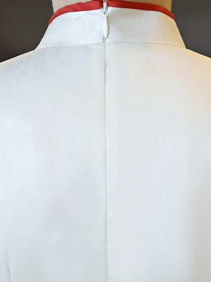 White Lotus Side Split Long Cheongsam