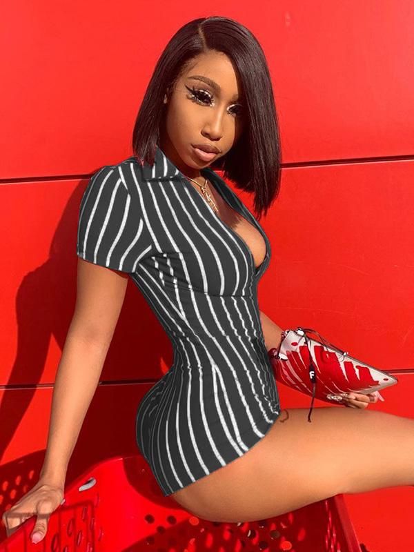 V-neck Striped Yoga Rompers