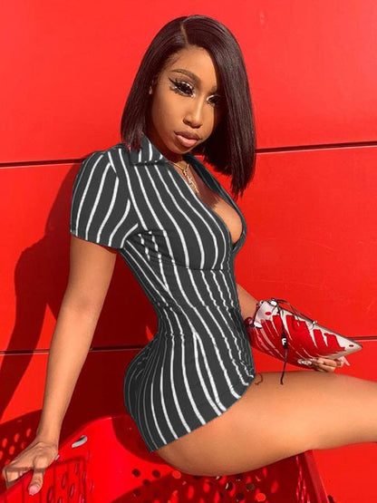 V-neck Striped Yoga Rompers