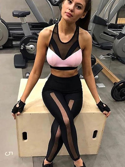 Split-joint Gauze Color Blocking Yoga Suits