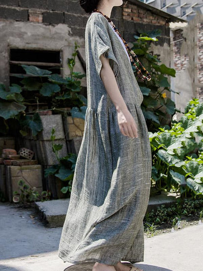 Casual Deep V-neck Linen Long Dress