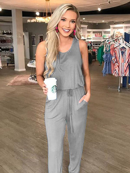 Fashion Solid Color Long Jumpsuits