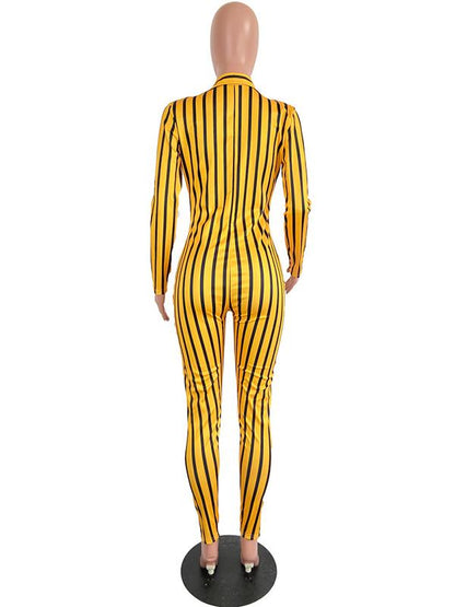 Fashion Casual Striped Printed Yoga Jumpsuits