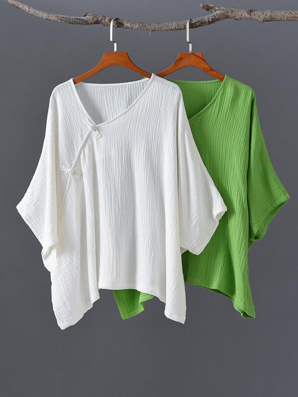 Vintage Solid Irregularity T-Shirts Tops