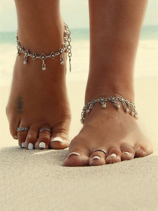 Vintage Hollow Carving Tassels Footchain Accessories