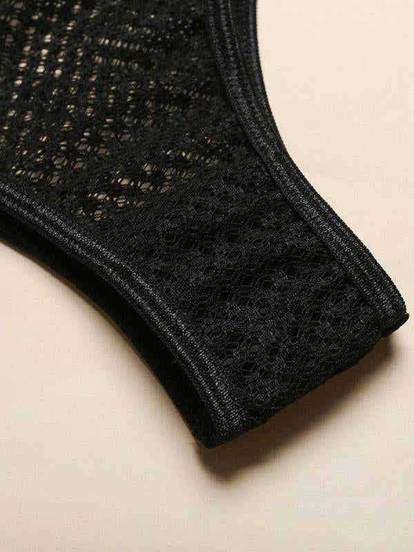 Triangle Net Yarn Hollow Split Lingerie Set