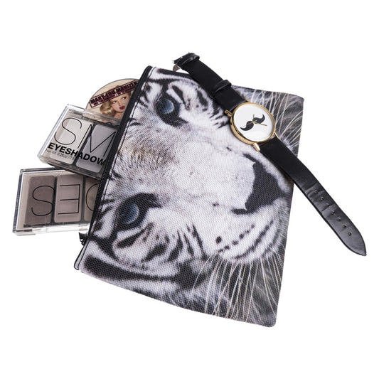 White tiger portable makeup bag