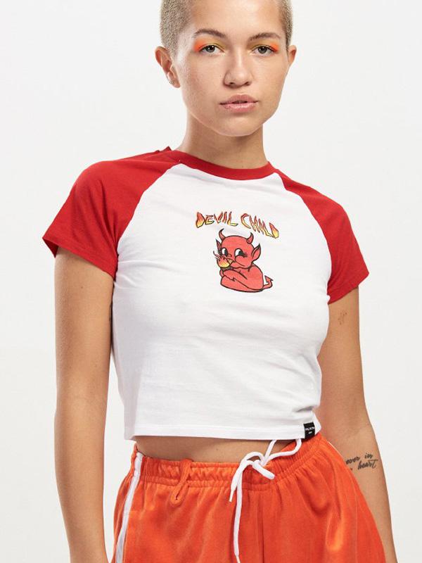 Contrast Color Printed Short Sleeves T-Shirts Tops