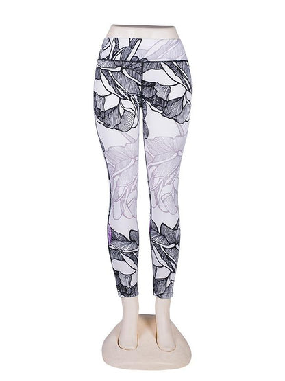 Split-joint Printed Floral Yoga Leggings