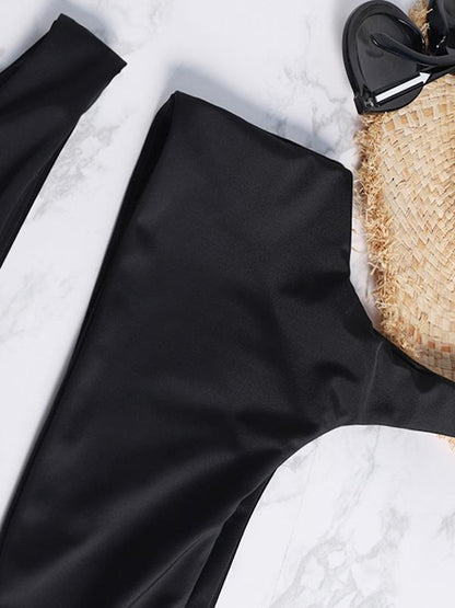 One Shoulder Plain Bikini Swimsuit