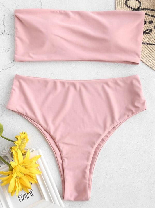 Plain Bandeau Bikinis Swimwear