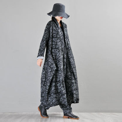 Buykud Casual Long Sleeve Irregular Jacquard Loose Jacket