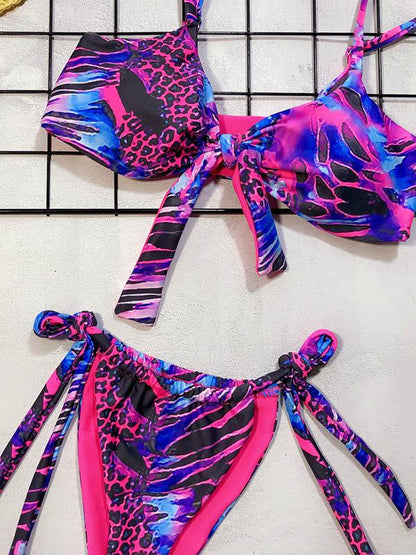 Knot Top Lace Up Bikini Swimsuit