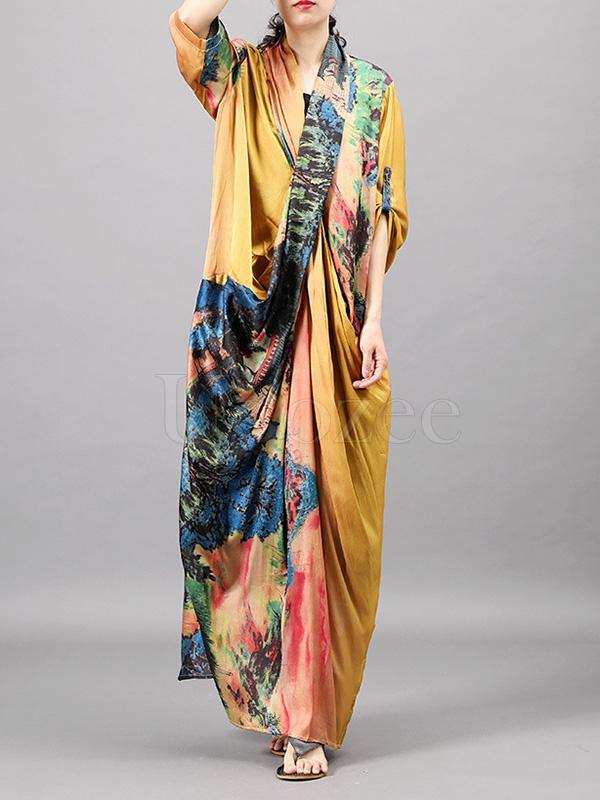 Casual Split-joint Silk Long Dress