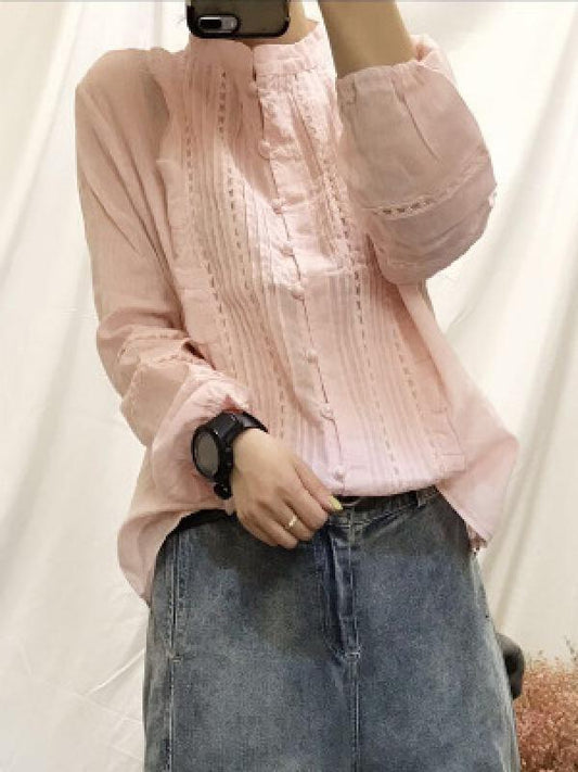 Casual Linen Embroidered Blouses