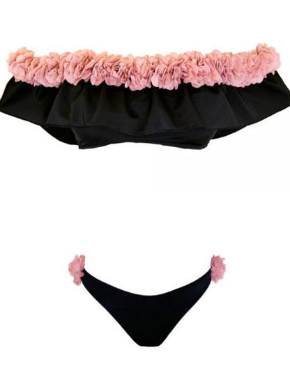 Falbala Flower Decoration Bikinis Swimwear