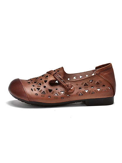 Leisure Fashionflat Hollow Flat Heel Leather Shoes