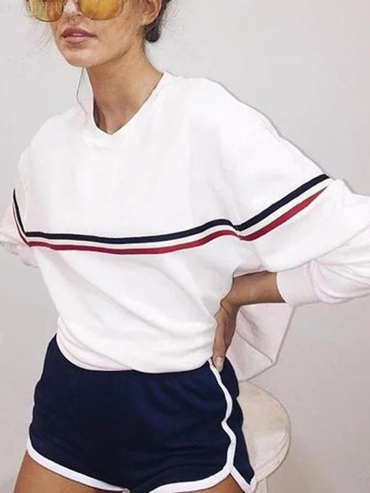 Contrast Trim Long Sleeve Sweatshirts