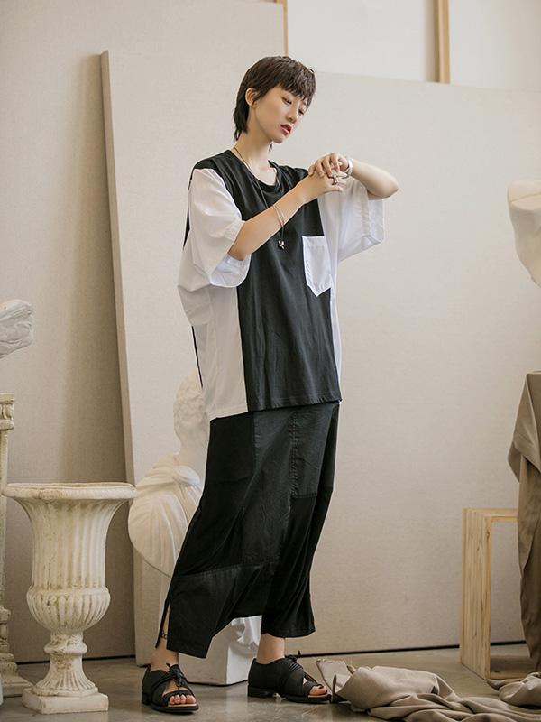 Loose Simple Split-joint T-Shirt