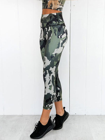 Camo Crop Sleeveless Tanks And Leggings Yoga Suits