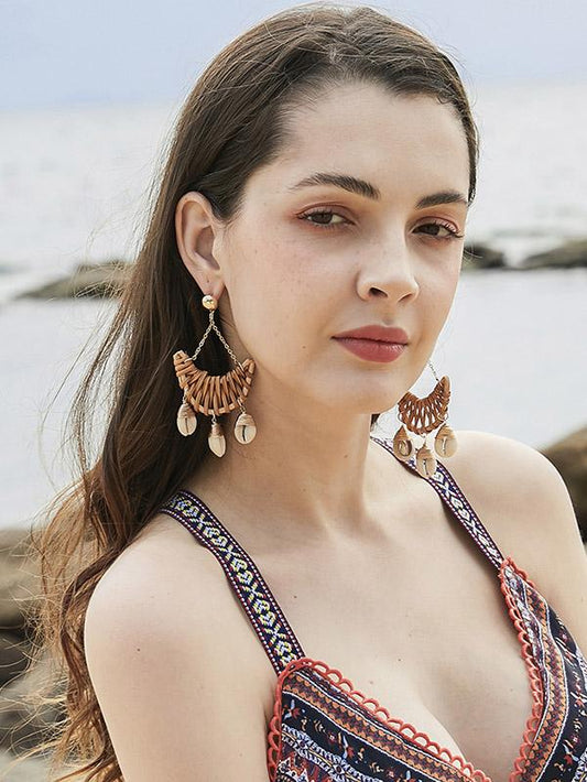 Shell Hollow Rattan Earring Accessories