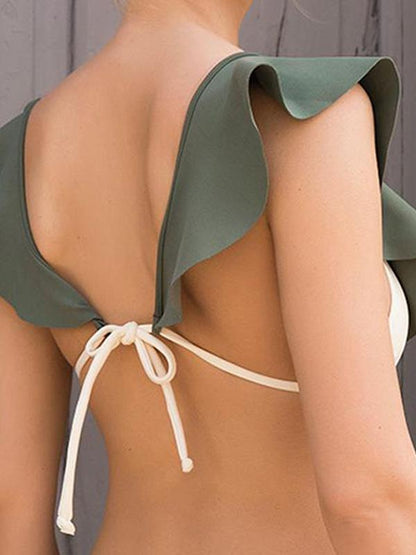 Falbala Lace Up Bikini Swimsuit