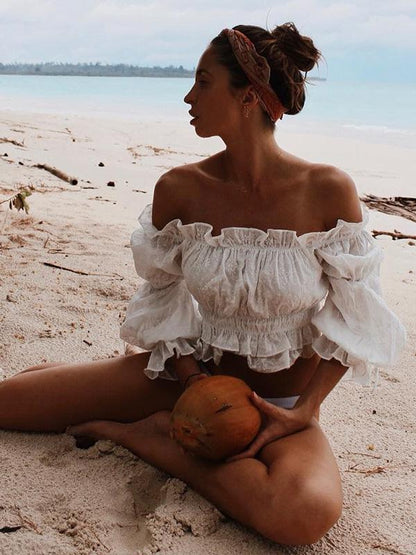 Off Shoulder Puff Sleeves Blouses&shirts Tops