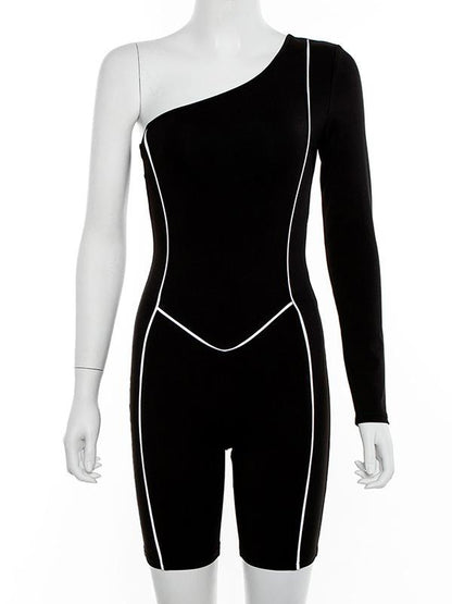 One Shoulder Wrap Rompers