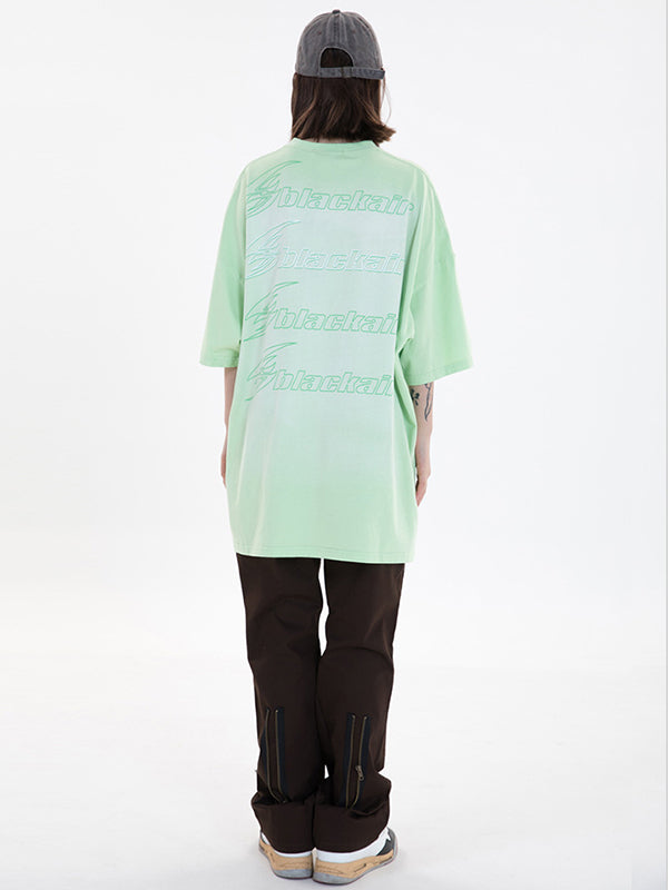 Vintage Round-Neck Bear Print Loose T-Shirts Tops