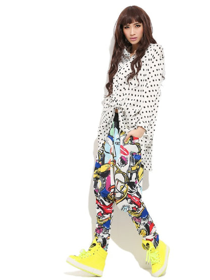 LOOSE COLORFUL PRINTING HAREM PANTS