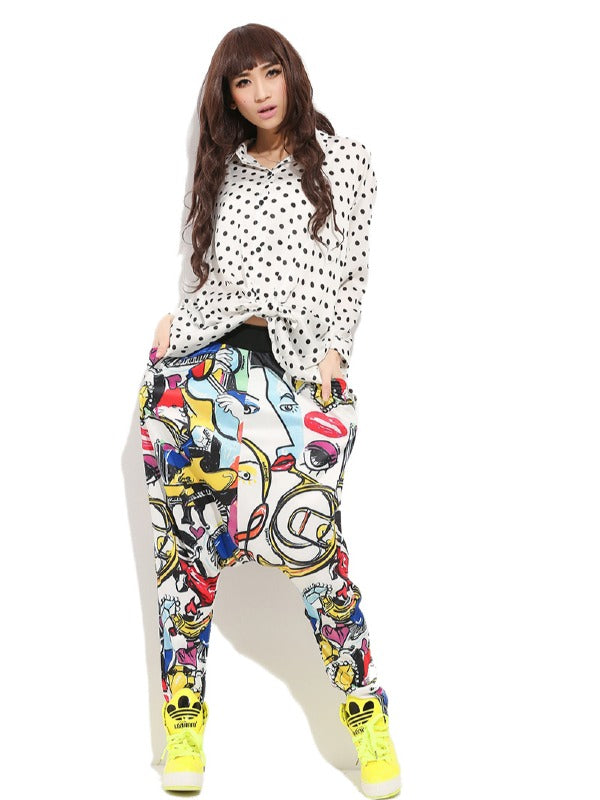 LOOSE COLORFUL PRINTING HAREM PANTS