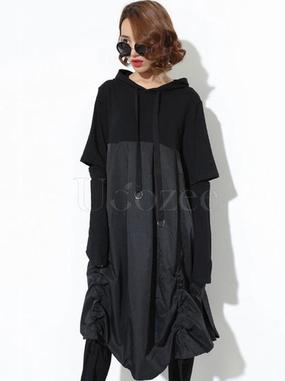 Loose BF Style Hooded Long Shirt Dress